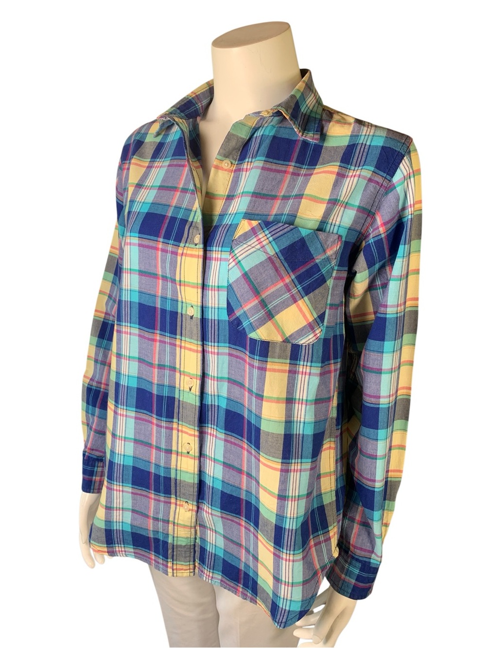 Ralph Lauren Denim Supply Madras Plaid Boyfriend Button Down M